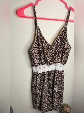 Justify Leopard Print Romper- Beige & Black